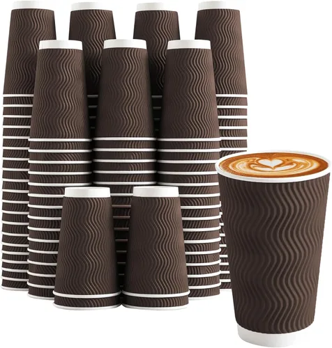 Miniatura 9 de Clawsoff Paquete de 150 tazas de café de 8 onzas, desechables, corrugado, aisladas, onduladas, de papel de pared, tazas de café de 8 onzas