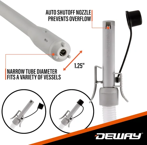 Miniatura 3 de Bomba de transferencia de combustible automática DEWAY con parada automática y pitido, potente alimentación por batería AA con opción
