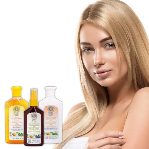Miniatura 4 de Camomila Intea - Juego de champú y acondicionador – Realzador de reflejos hecho con extracto de manzanilla natural – Loción aclaradora de cabello