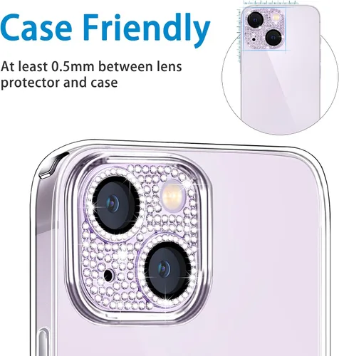 Miniatura 16 de Protector de lente de cámara diseñado para iPhone 12 Pro Max, con diamantes de imitación 3D con diamantes de imitación 9H, vidrio templado, Rosado