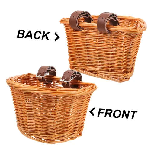Miniatura 4 de INOOMP Small Bike Basket Detachable Handmade Front Handlebar Storage for Boy Girl Natural Willow Material for Outdoor Cycling and Daily Use