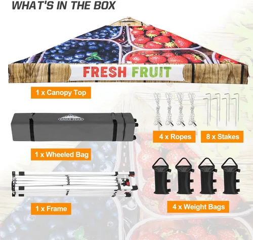 Miniatura 42 de EAGLE PEAK Tienda de campaña desplegable con bolsa de transporte con ruedas, 8 estacas, 4 cuerdas, 4 bolsas de peso, toldo de tienda de campaña
