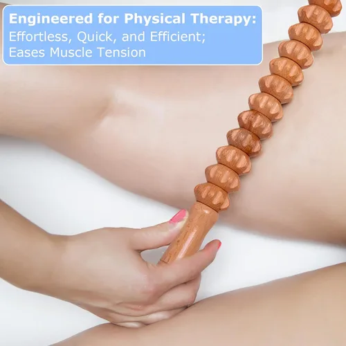 Miniatura 5 de Rodillo de madera para masaje muscular para atletas, alivio del dolor muscular, masajeador de celulitis, rodillo de fascia para terapia física