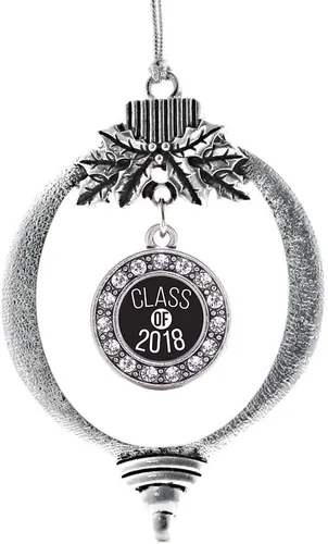 Miniatura 68 de Inspired Silver - Twin One - Adorno festivo de Navidad de plata - Adorno festivo de árbol de Navidad con dije de círculo y circonita cúbica