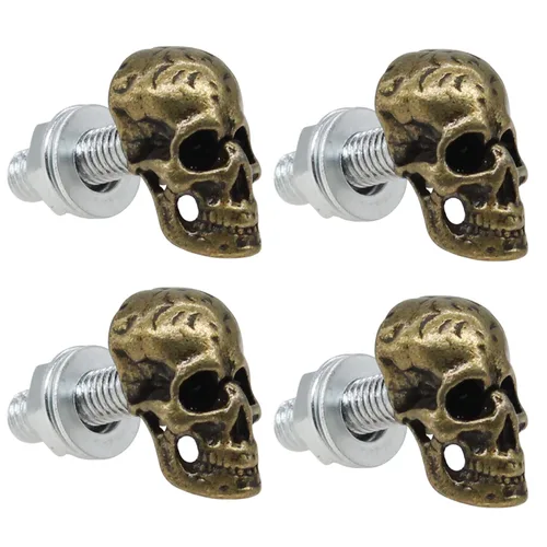 Tornillos de matrícula, 4 piezas universales de acero inoxidable estilo calavera, kit de tornillos para placa de matrícula para motocicleta,