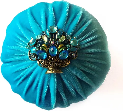 Cojín abrasivo de terciopelo azul aguamarina de 4 pulgadas para coser, 1 libra de polvo esmeril, hecho a mano en Estados Unidos (4 pulgadas, azul