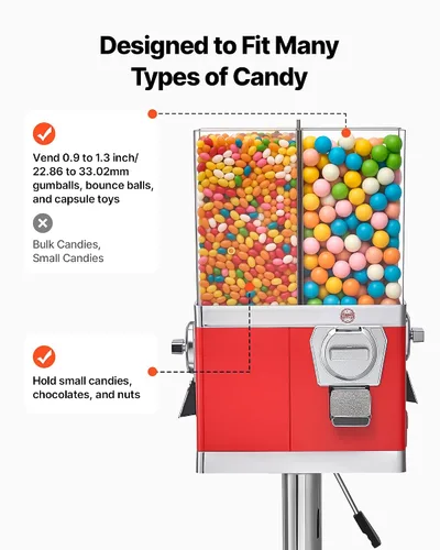 Miniatura 3 de VEVOR Máquina expendedora de dulces, máquina expendedora de dulces de cuatro compartimentos con soporte, máquinas expendedoras de chicles