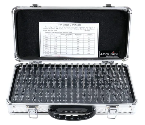 Miniatura 12 de Accusize Industrial Tools 0.011 '' a 0.060'', 50 piezas de acero Plug Pin Gage Set, menos, clase Zz, M0 (-)