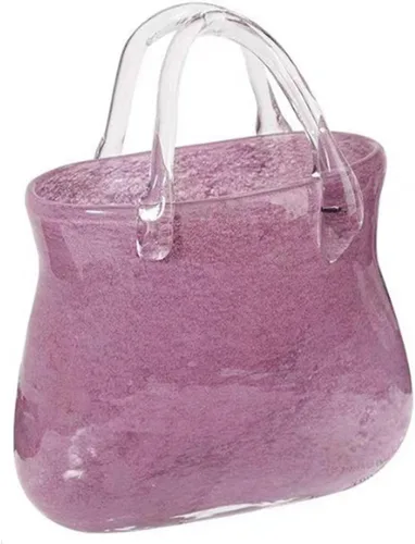Bag Vase, Unique Bag Vase Within Bubbles Handbag Vase Glass Bag Vase, Glass Vase for Home Décor,Living Room,Office,Garden,Wedding,Purple