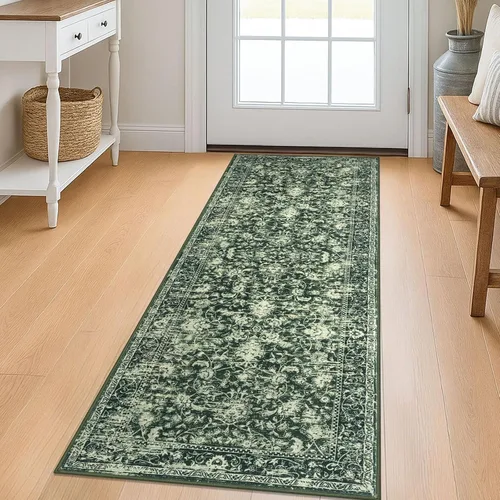 Miniatura 18 de KILOCOCO Alfombra lavable de 2 x 3 para entrada, estampado floral vintage, suave, antideslizante, azul, alfombras de cocina, tapete