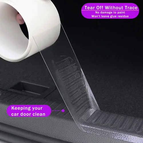 Miniatura 4 de QBUC - Protector de borde de puerta de coche, transparente, universal, protector de umbral de puerta de coche, protector de borde, película