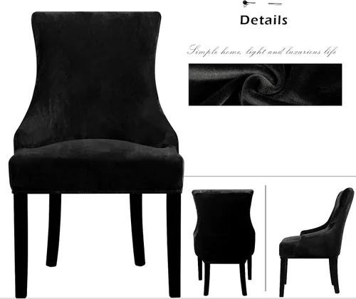 Miniatura 3 de Lellen Funda elástica de terciopelo para silla con respaldo de ala, funda protectora reutilizable para comedor, banquete, decoración del hogar, etc.
