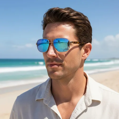 Miniatura 2 de CARFIA Gafas de sol clásicas para hombre de metal polarizadas protección UV CA5377