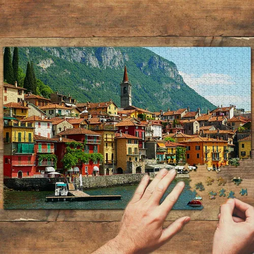 Miniatura 2 de Varenna Lake Como, Italia, rompecabezas de 1000 piezas, recuerdo de viaje de madera