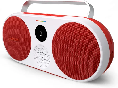 Polaroid Reproductor de música P3 (rojo) - Altavoz Bluetooth inalámbrico Boombox retro-Futurista recargable con emparejamiento estéreo dual