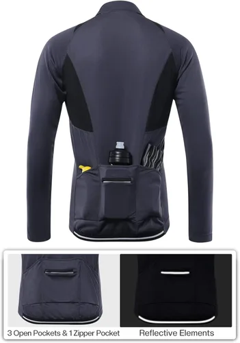 Miniatura 12 de ARSUXEO Camisetas de ciclismo de media cremallera para hombre Camisas de ciclismo de montaña de manga larga 6031