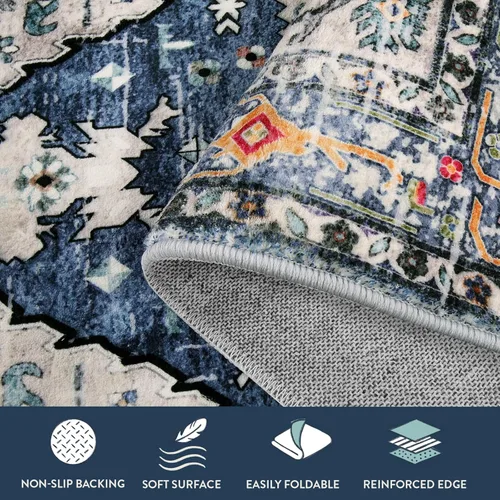 Miniatura 6 de Lahome Alfombra Corredor Tribal Bohemia - 2x8 pies Azul Lavable Corredores para Pasillos Alfombra de Baño, Oriental Suave Antideslizante Pelo Bajo