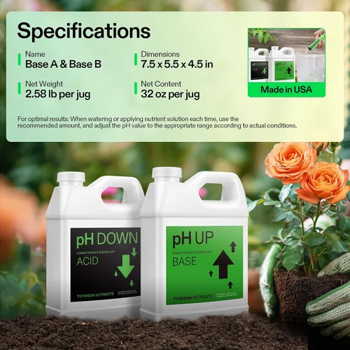 Miniatura 5 de VIVOSUN Kit de pH Arriba y pH Abajo, 1 cuarto de galón cada uno, Kit de Control de pH para Nivel de pH Equilibrado y Absorción Óptima de Nutrientes