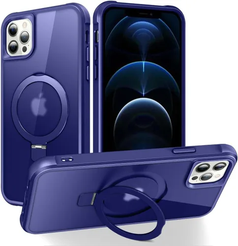 Miniatura 53 de CHAOFEnG Funda magnética compatible con iPhone 11 con soporte, prueba de caídas de grado militar, compatible con imán, anillo translúcido, parte