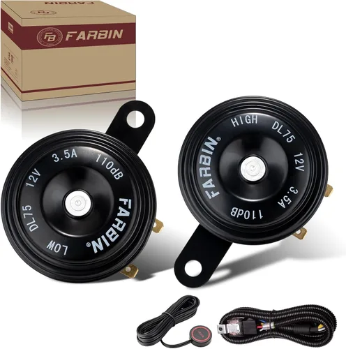 Miniatura 9 de FARBIN Kit de bocina de coche ruidosa de 12 V con arnés de relé y botón de interruptor para camión, coche, tren, motocicleta