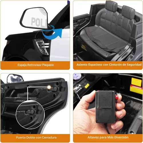 Miniatura 9 de TOBBI Coche de Policía Eléctrico para Niños, Juguete de Montar a Batería, Coches de Policía con Control Remoto, Sirena, Luces Intermitentes, Música