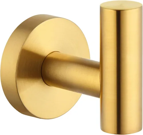 Miniatura 17 de Gancho de Toalla Angle Simple 2 Piezas, Oro y Negro, Soporte de Acero Inoxidable para Baño y Bata, Cuchillo Redondo para Toalla de Mano, Montado