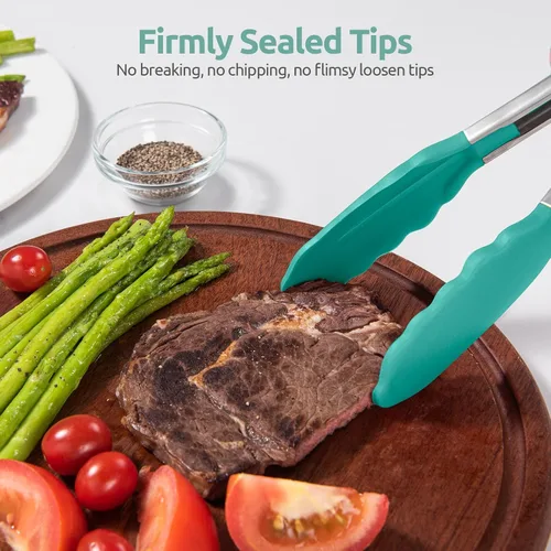 Miniatura 9 de Pinza de cocina resistente al calor de 600ºF: pinza de cocina de silicona U-Taste de 7 pulgadas con puntas de goma antiadherentes selladas firmes