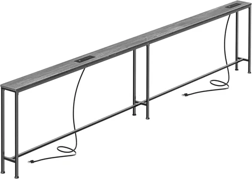 Miniatura 28 de SUPERJARE AST001Z - Mesa de sofá de 79 pulgadas con 2 tomas de corriente y puertos USB-C, mesa consola estrecha de 5.9 pulgadas con almacenamiento