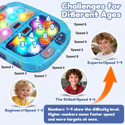 Miniatura 5 de Whack A Topo, juego interactivo de Pound a Topo, juguetes para niños de más de 4 años, juego de topo para niños pequeños, juguetes educativos Azul