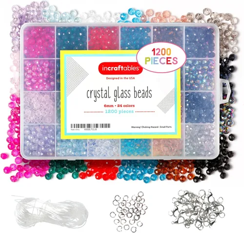 Miniatura 10 de Incraftables 1000 cuentas de chip de cristal para fabricación de joyas, 24 colores surtidos de piedras preciosas (0.23 a 0.39 pulgadas), cuentas