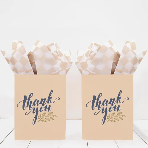 Miniatura 7 de Whaline 100 hojas de papel de seda a cuadros, papel de regalo de tablero de ajedrez beige y blanco, papel decorativo para cumpleaños, baby shower