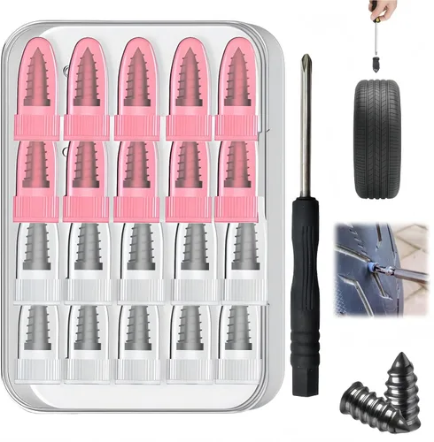 Kit de tornillos de tapón de neumático para automóvil, SUV y camión, reparación duradera de neumáticos con destornillador, reparación permanente de