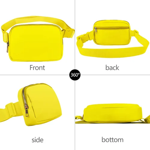 Miniatura 2 de VOROLO Riñonera para mujeres y hombres, bolsa cruzada, bolsa de cinturón con correa ajustable, Amarillo, Talla única