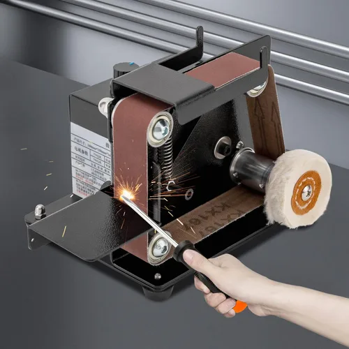 Miniatura 5 de Mini máquina de pulir de pulido, lijadora de correa eléctrica de bricolaje con correa abrasiva 10PC para metal de madera
