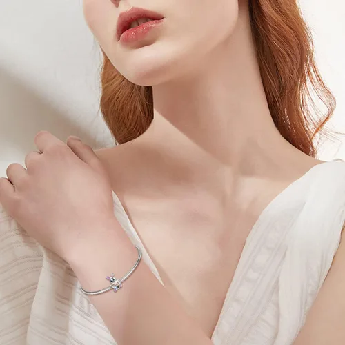 Miniatura 6 de LONAGO Abalorio de fotos personalizado para pulsera de plata de ley personalizable para regalo para mujeres y niñas, Plata esterlina, Circonita