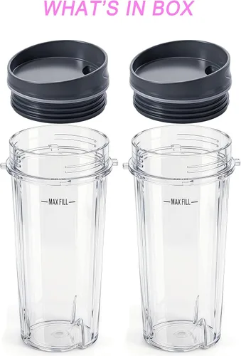 Miniatura 7 de Taza de licuadora de repuesto de 16 oz para Ninja, taza de licuadora de una sola porción con tapas para licuadoras BL770 BL780 BL660 BL740 BL810