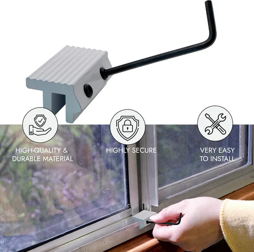 Miniatura 4 de NU-SET Cerradura Cerradura deslizante resistente a manipulaciones Cerradura de ventana de doble tornillo hexagonal para seguridad de ventana