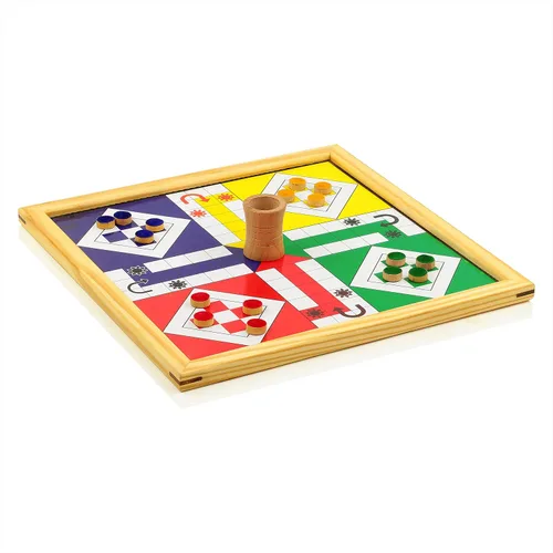 Madera de pino hecha a mano hecha a mano 2 en 1 Ludo serpientes magnéticas y escaleras juego de mesa de viaje completo para adultos y familia