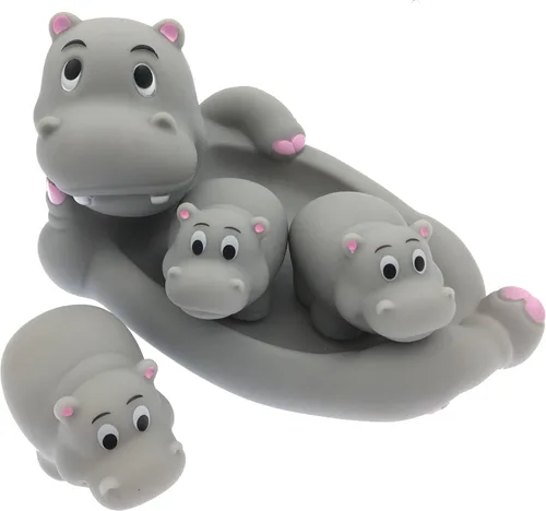Conjuntos de juguetes de goma para la familia de animales del baño del bebé (Hippo Famly)