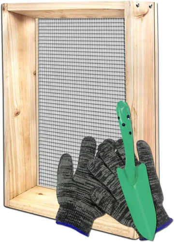 Miniatura 9 de Tamiz de tierra, tamiz de suciedad para jardinería, tamiz de compost, tamiz de jardín, tamiz de madera ligera para rocas, tamiz de tamiz de pantalla