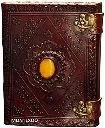 Miniatura 5 de Montexoo - Diario grande vintage de 8 pulgadas con encuadernado de cuero y cerradura para hombres y mujeres, diario de viaje