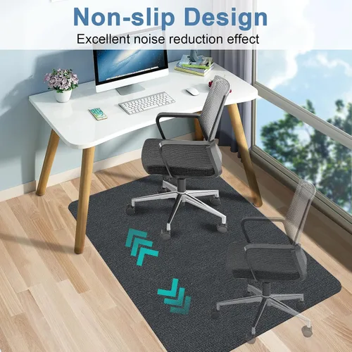Miniatura 2 de Tapete para silla de oficina para madera dura y azulejos, 47 x 35 pulgadas, tapete con ruedas para juegos, tapete protector de suelo antideslizante