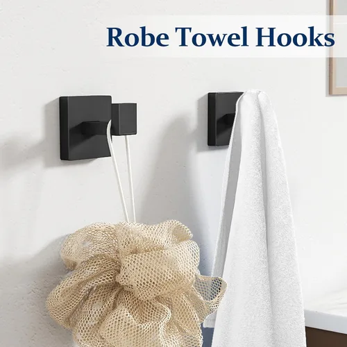 Miniatura 5 de STWWO Juego de 20 piezas de accesorios de baño negro mate, juego de toallas de baño de 24 pulgadas, toalleros de acero inoxidable para baño montado