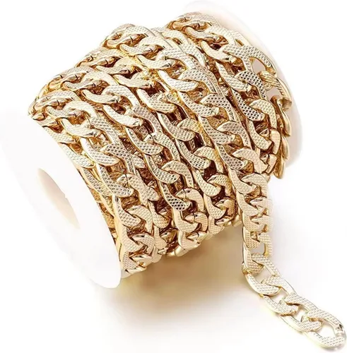 Miniatura 26 de N/C Cadenas de aluminio de 15 pies de eslabones de perlas de imitación, cadena de eslabones trenzados, cadenas de cable cruzado con colgante