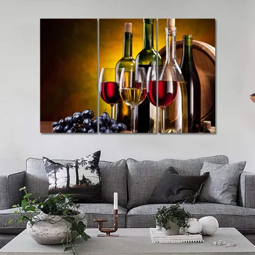 Miniatura 45 de Obra de arte para paredes del hogar, 3 paneles de letras de vino tinto, pinturas de corcho, impresiones HD, arte de pared de corcho de vino sobre