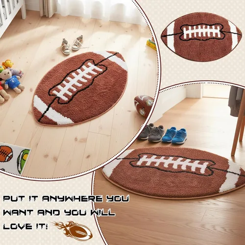 Miniatura 6 de Funtery - Alfombra de fútbol para decoración de habitación de niños, 32 x 20 pulgadas, antideslizante, absorbente, deportiva, suave, alfombra