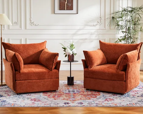 Miniatura 21 de ABCASA Silla de Acento de Gran Tamaño, Sillón Moderno Tapizado con Respaldo Extraíble y Funda Desmontable, Asiento de 24.5 Pulgadas de Profundidad