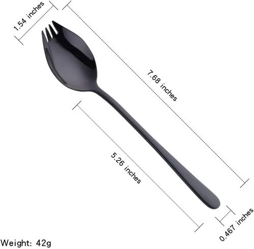 Miniatura 7 de Buyer Star Sporks - Juego de 6 tenedores de acero inoxidable 18/8 para uso diario en el hogar, 7.6 pulgadas, 1.6 onzas, cuchara para helado