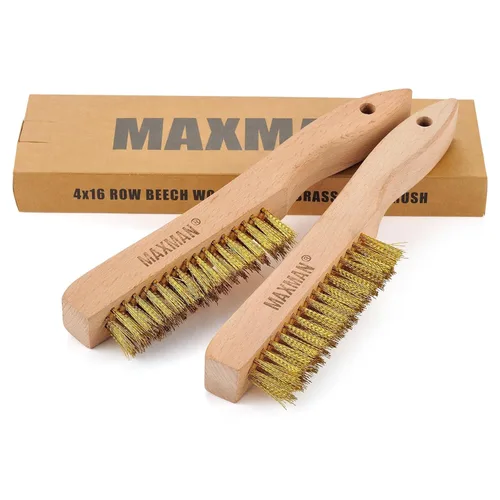 Miniatura 9 de MAXMAN Cepillo de latón, juego de 2 cepillos de alambre de latón resistente, cepillo de metal, cepillos de alambre para limpiar el óxido con mango