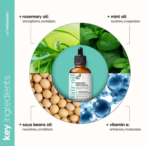 Miniatura 3 de artnaturals Romero menta 4.0oz - Tratamiento nutritivo vigorizante para el cabello y el cuero cabelludo, focalización de la sequedad, cabello